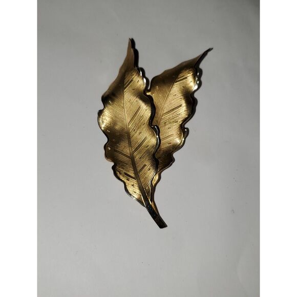 A Gold Tone Leaf Brooch Pin Oak Tree Fall Vintage Costume Jewelry - Picture 3 of 12